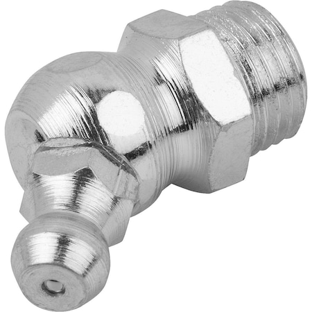 Conical Grease Nipple Angled 45°, D=R1/8, Form:B, Steel, Hexagon